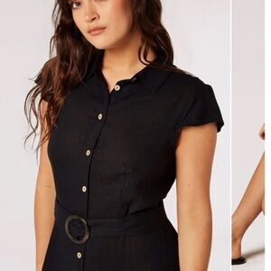 Apricot Black linen dress